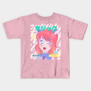 winking anime cartoon Kids T-Shirt